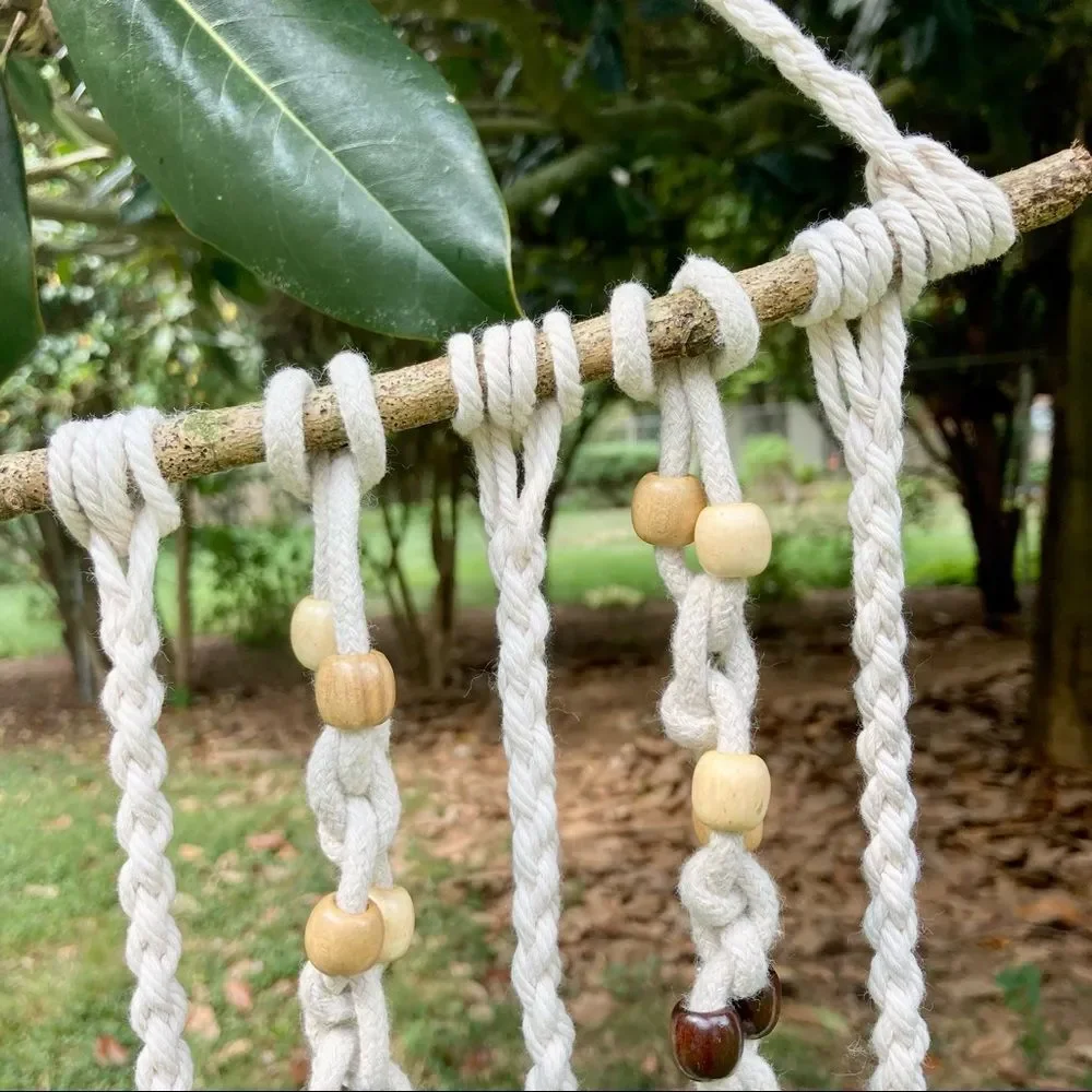 BOHEMIAN Macrame WALL ART Wall Hanging Decor with Tassels and Beads 35 x 17 in
